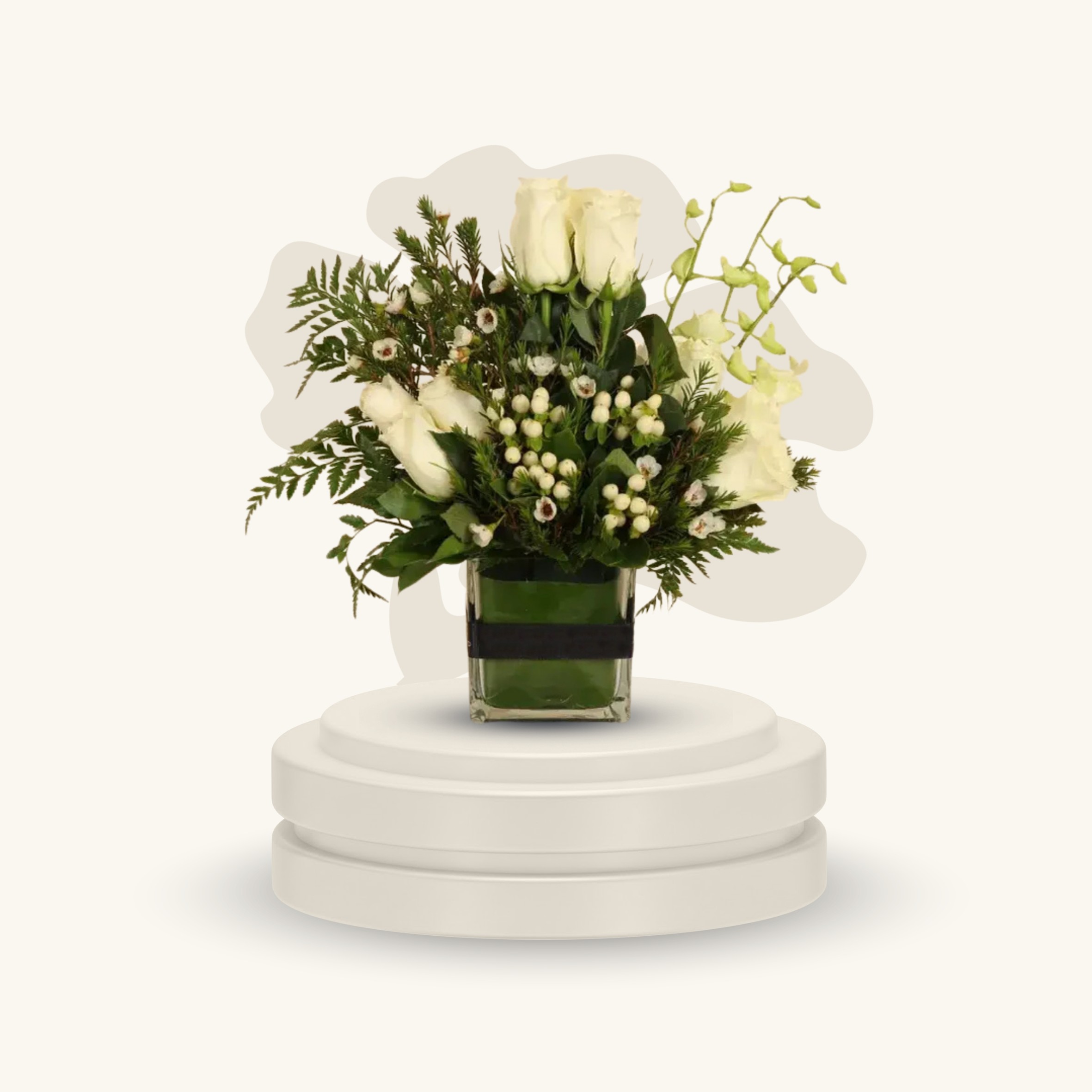 فازة روز و اوركيد ابيض