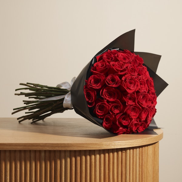 باقة الجوري الاحمر المشعة | 50 جوري