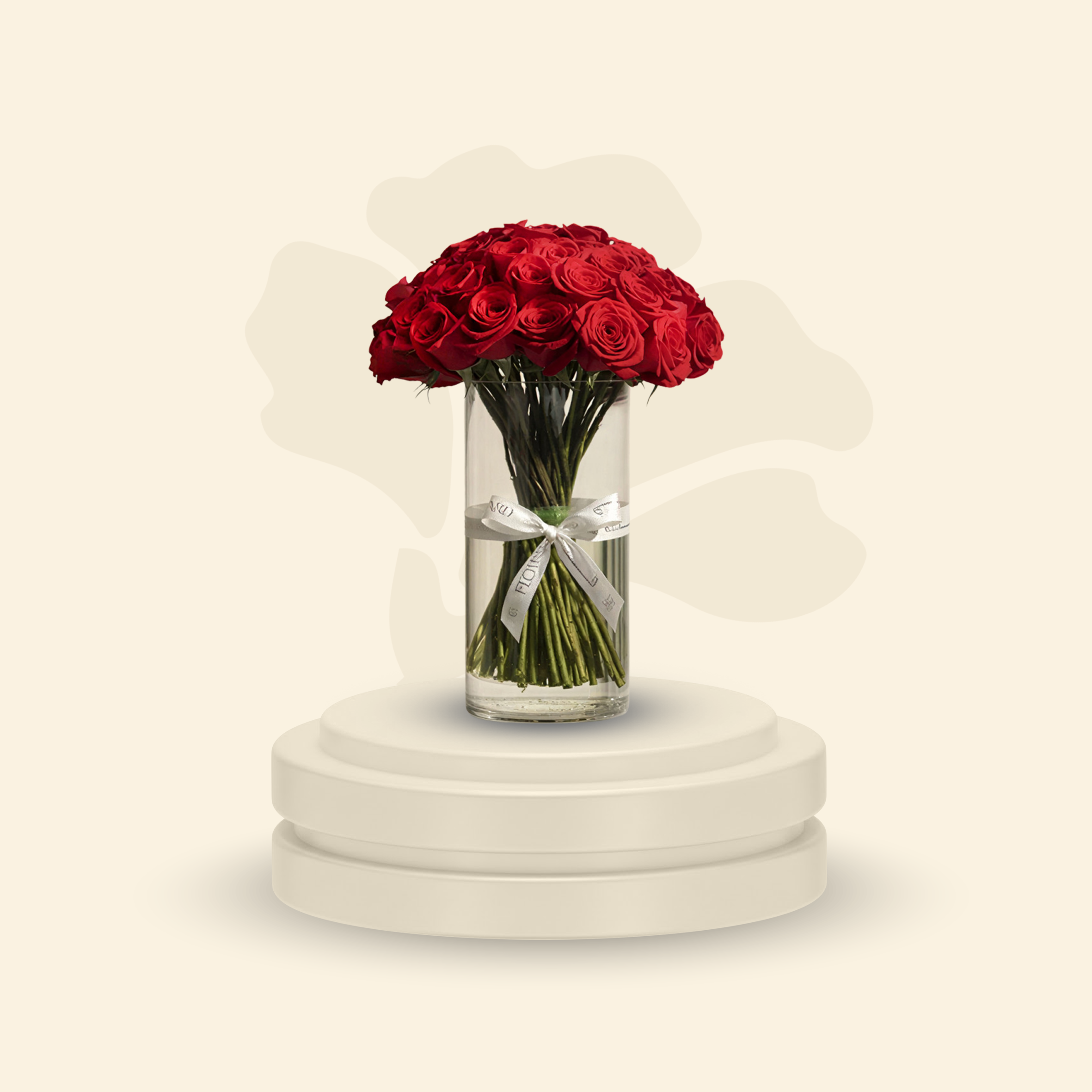 مزهرية جوري أحمر خلابة | 50 زهرة