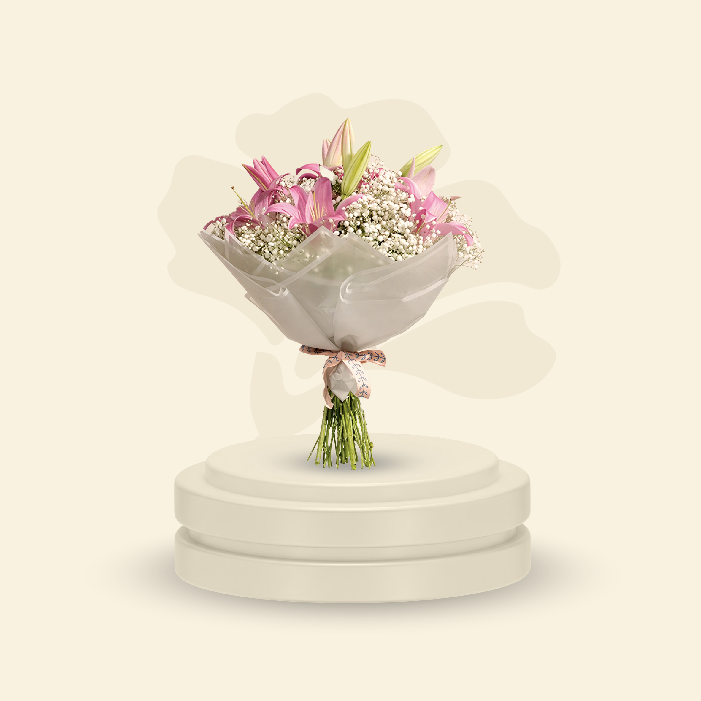 باقة زهور ليليوم وردية حالمة