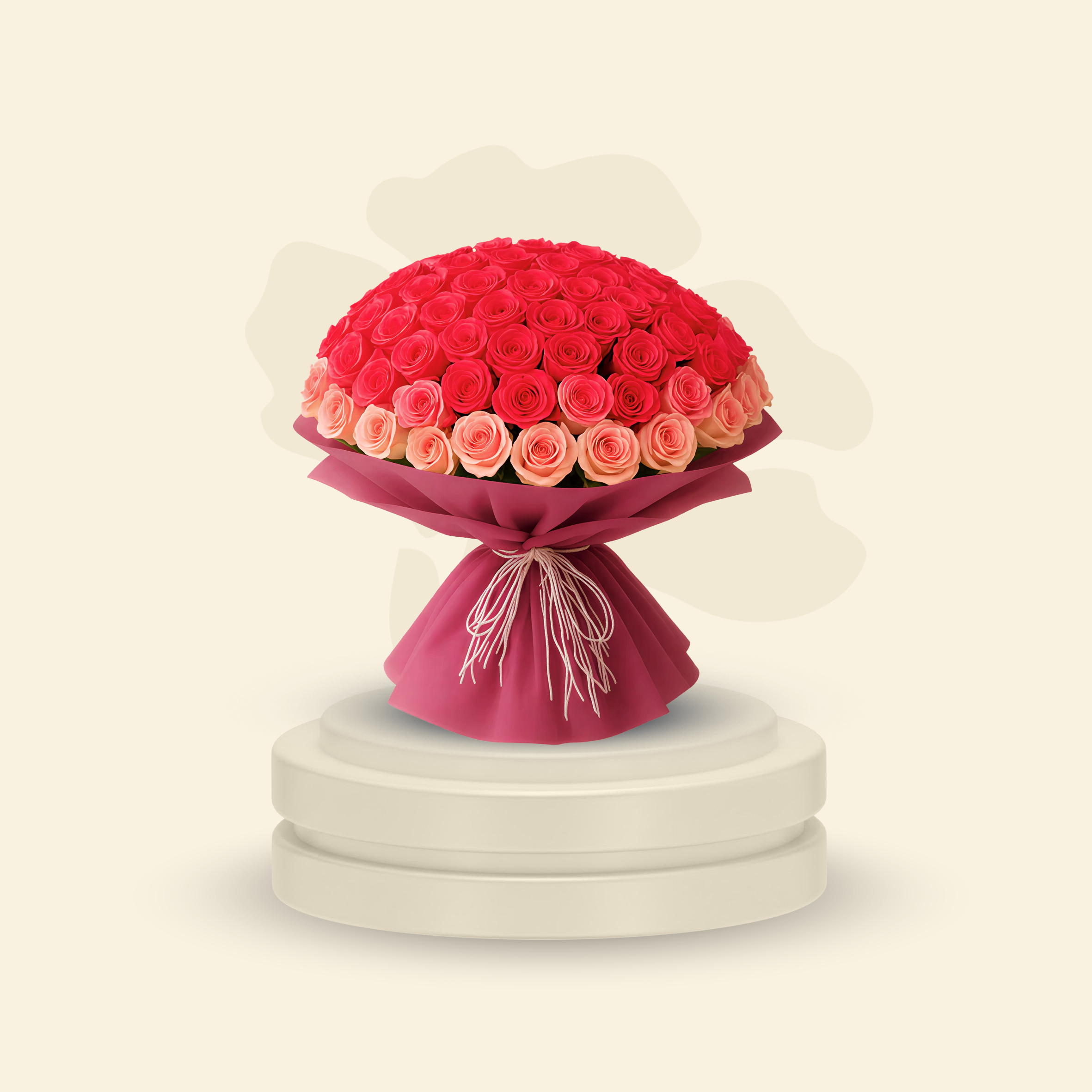 بوكيه ورد بتدرجات الوردي الناري | 80 وردة - ورود