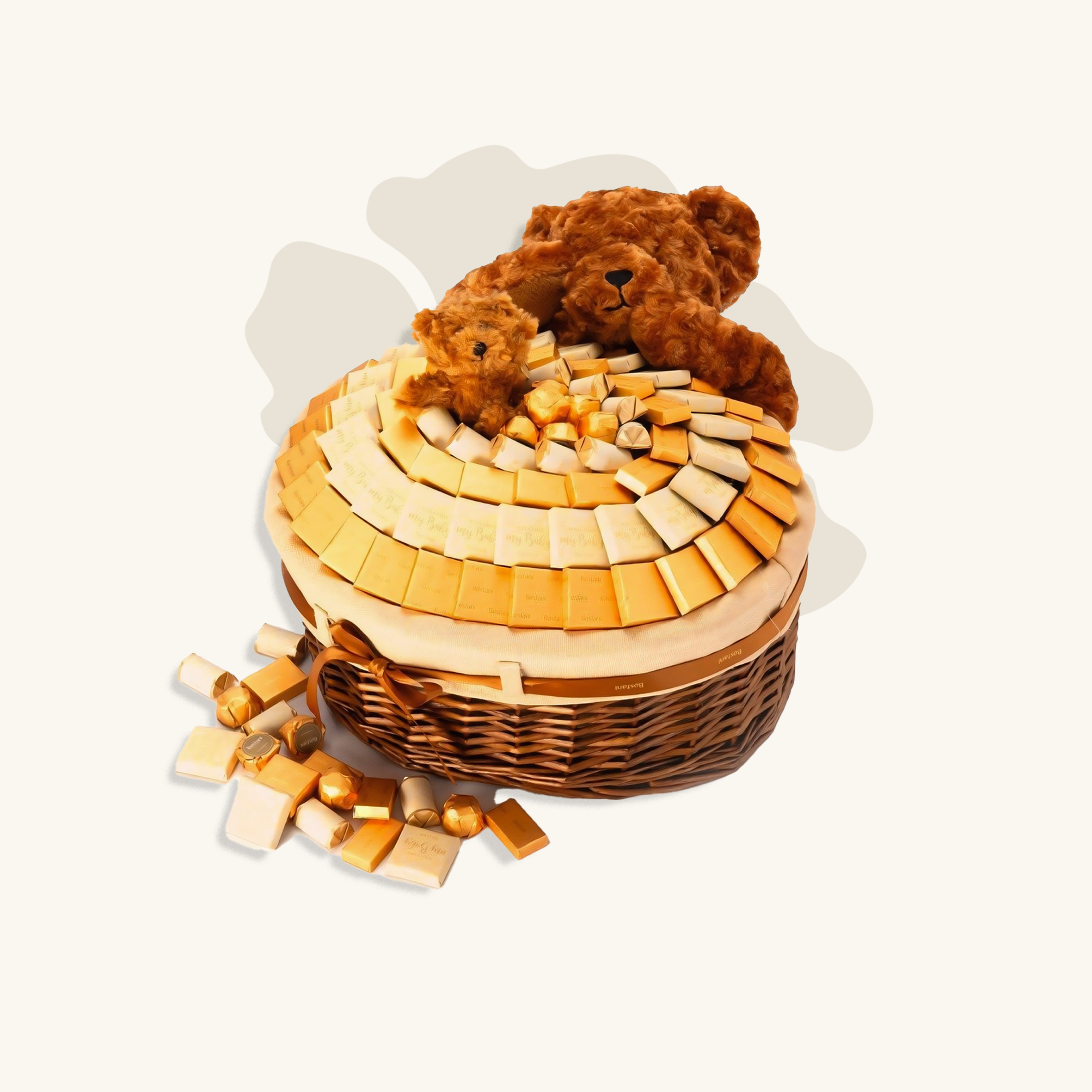 سلة وسط مرحبًا بالطفل باللون البني