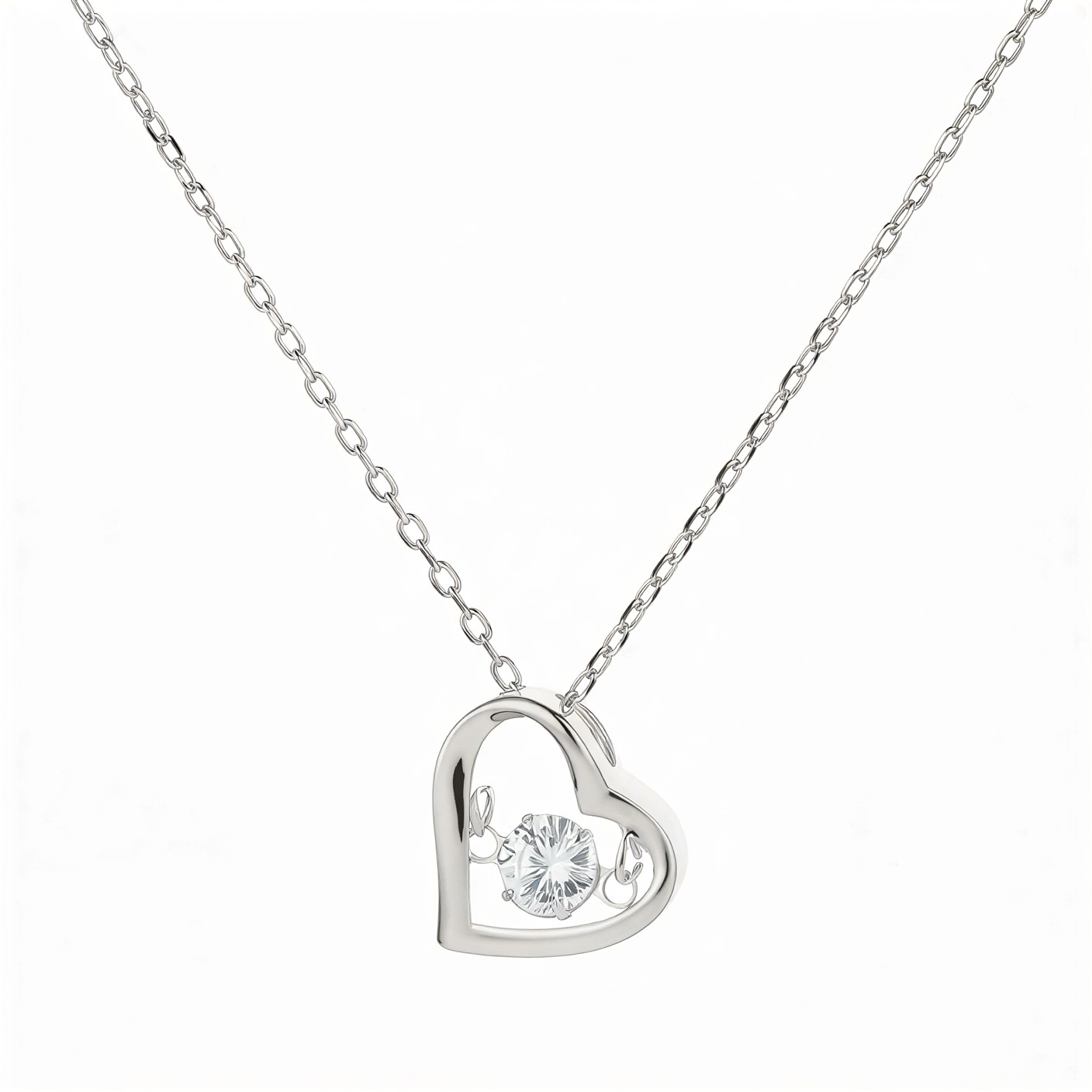 قلادة نبض القلب لون فضي